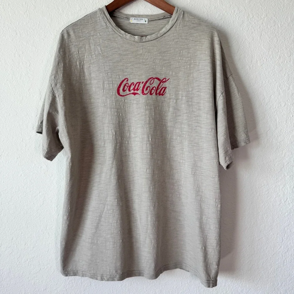 Noriter 2007 Coca-Cola Graphic Slub Knit T-Shirt Short‎ Sleeve Relaxed Fit